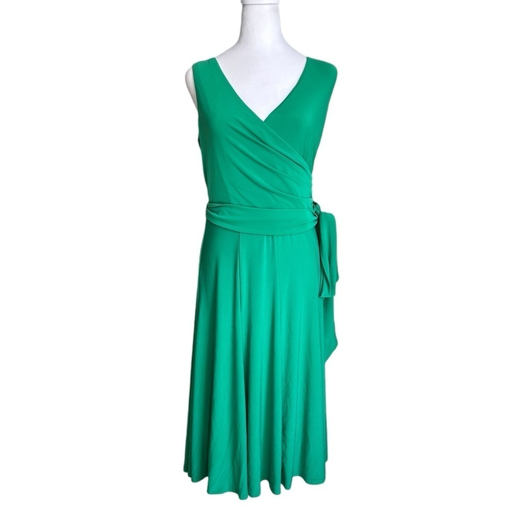 Lauren By Ralph Lauren Womens Green Sleeveless V-neck  Dress 4
